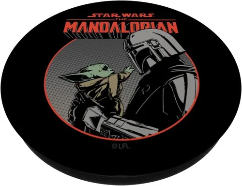 Vista 2 de Star Wars The Mandalorian Mando and the Child Retro PopSockets PopGrip: agarre intercambiable para teléfonos y tabletas
