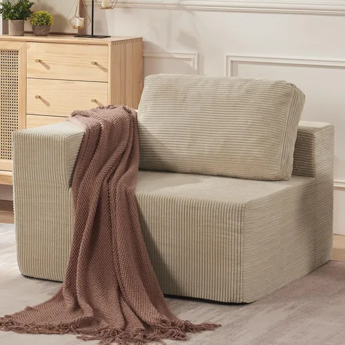 Vista 15 de Furnify Sofá modular tapizado de espuma de 30", Sofá de piso tapizado con almohada, Silla puf para dormitorio y sala de estar, No requiere