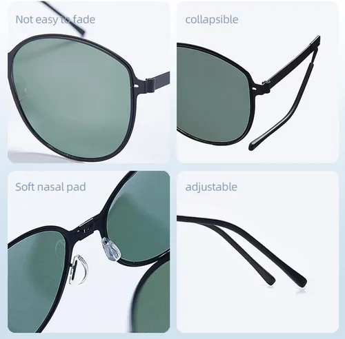 Vista 6 de Lentes de sol plegables ultraligeros para hombres y mujeres, marco de metal, polarizados, protección UV400, lentes antirreflejos SNO4M339T