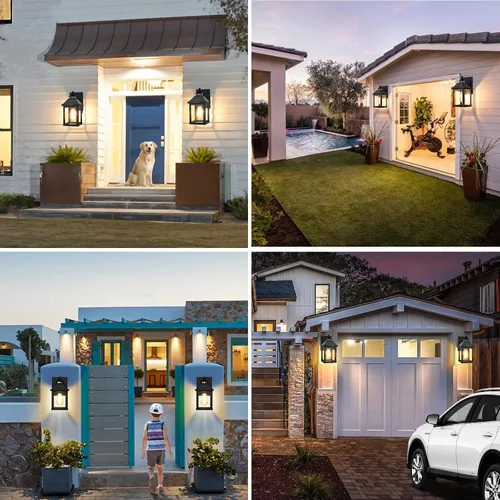 Vista 7 de AEQ Luces solares para porche al aire libre, apliques solares para exteriores con sensor de movimiento, luz de pared impermeable con panel