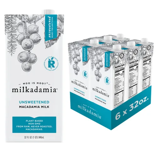 Vista 9 de Milkadamia Barista Leche de Macadamia, Excelente Fuente de Calcio, a Base de Plantas, Kosher, Sin Gluten y Sin OMG, 32 Onzas Líquidas (Paquete de 6)