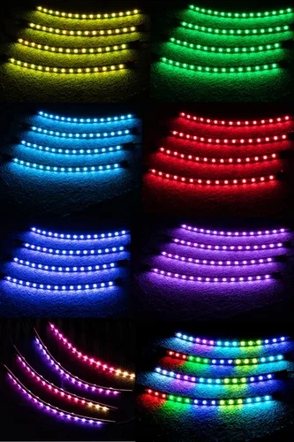 Vista 9 de Luces interiores de automóvil RGB Muto-Beam 4 tiras de luz LED multicolor para automóvil con control de aplicación, luces RGB con modo de bricolaje