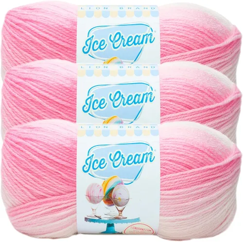 Vista 26 de Lion Brand Yarn, Hilo para Bebé Ice Cream para tejer, ganchillo y manualidades, Baseball Nut, 1 paquete, fibra acrílica colorida de peso DK