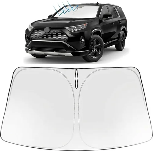 Vista 256 de Proadsy Parasol para parabrisas Rivian R1S 2022-2025 2026 de 4 capas plegable, protector de parasol frontal que bloquea los rayos UV, mantiene