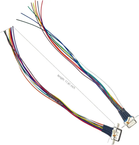 Vista 6 de Lsgoodcare 4 conectores RS232 DB9 Serial VGA 9 Pin Hembra 2 filas Tipo de soldadura Enchufe D-SUB Macho Conector de enchufe con cable de 11.81