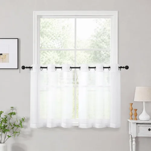 Vista 61 de OWENIE Cenefa transparente con ojales negros para ventanas, 2 paneles de 52
