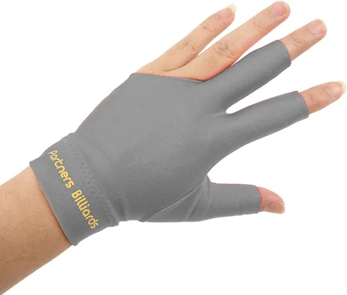 Vista 5 de Guantes de piscina, 3 dedos, duraderos, universales, para billar, para la mano izquierda (gris oscuro)