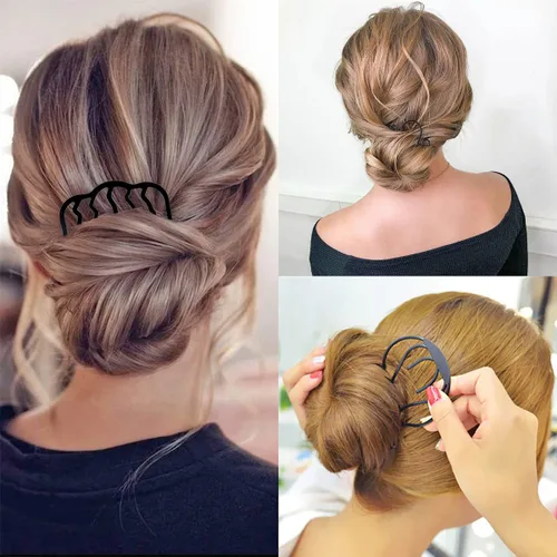 Vista 5 de 8 peines laterales para el cabello, horquillas para el cabello, pinzas para el cabello para moño, peines en forma de U para peinado, accesorios