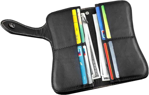 Vista 5 de Cartera larga de cuero con cadena de metal para hombre L69