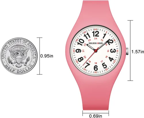 Vista 2 de GOLDEN HOUR Relojes deportivos impermeables analógicos unisex para enfermeras, profesionales médicos, estudiantes, esfera militar brillante y fácil