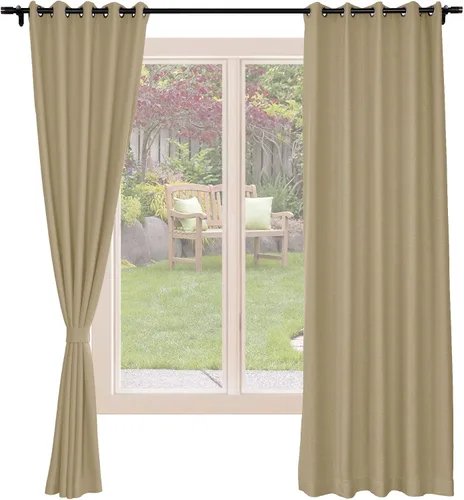 Vista 16 de Frelement Cortinas opacas de lino natural, paneles de cortinas con ojales para sala de estar, cortinas con aislamiento térmico, 52 pulgadas de ancho