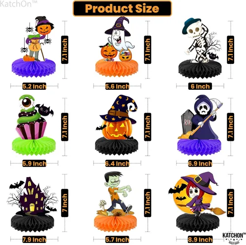 Vista 2 de KatchOn, Centros de mesa de Halloween para mesas, paquete de 9, decoraciones de fiesta de cumpleaños de Halloween para niños, centros de mesa