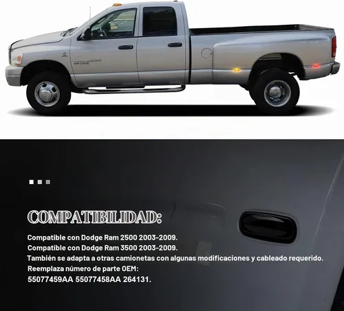 Vista 6 de litzland 4 luces LED de posición laterales compatibles con Dodge Ram 2500 3500 2003-2009 lente ahumada doble defensas parachoques lámparas para SLT
