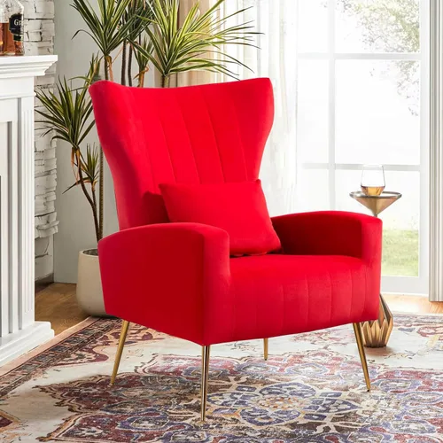 Vista 16 de Silla decorativa de terciopelo con respaldo abatible y cojín lumbar, sillón moderno para sala de estar/dormitorio, silla lateral de recepción