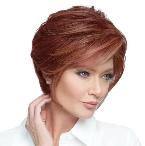 Vista 30 de Raquel Welch Go To Style - Peluca de pelo corto versátil y favorecedora de Hairuwear, gorra media, castaño iluminado por el sol RL10/12