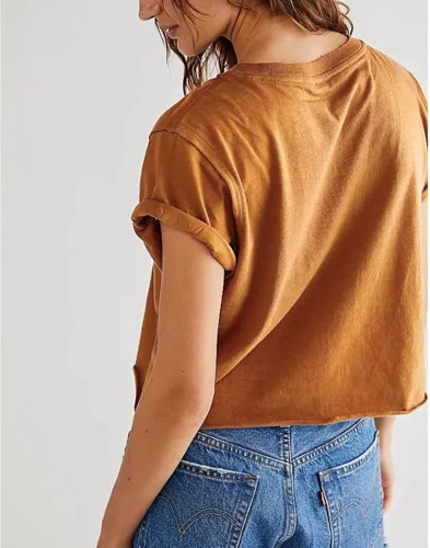 Vista 2 de Carpetcom Camisetas cortas de manga corta para mujer estilo casual ajuste holgado lisas lisas básicas