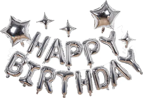 Vista 12 de [Usado] HiParty 23 piezas de guirnalda de globos de cumpleaños, guirnalda de letras 3D azul de mylar de aluminio ecológico premium con 5 piezas