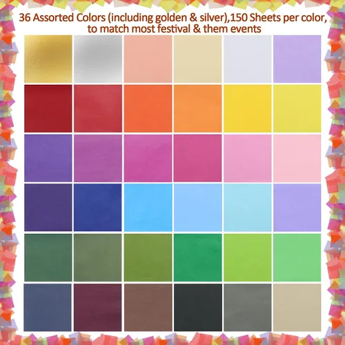 Vista 3 de Jyongmer 10800 piezas de papel de seda multicolor cuadrados, papel de seda de 2 pulgadas de colores para manualidades, papeles de seda arco iris