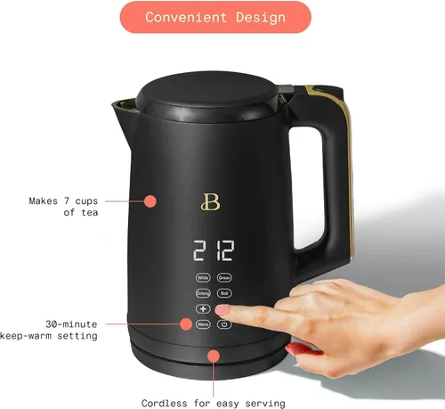 Vista 5 de Hervidor eléctrico 1.7L 1500W con pantalla activada por tacto, control de temperatura programable, 4 ajustes de té preestablecidos, apagado