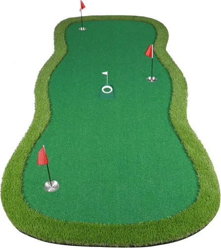 Vista 10 de Chriiena Alfombrilla de Golf para Practica, Alfombrilla de Golf Verde Grande, Alfombrilla Profesional de Entrenamiento de Golf