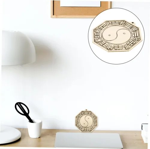 Vista 8 de LIFKOME 3 espejos tradicionales chinos de madera Bagua, adornos de espejo Bagua de cobre chino, latón de montaña, espejo convexo de Bagua