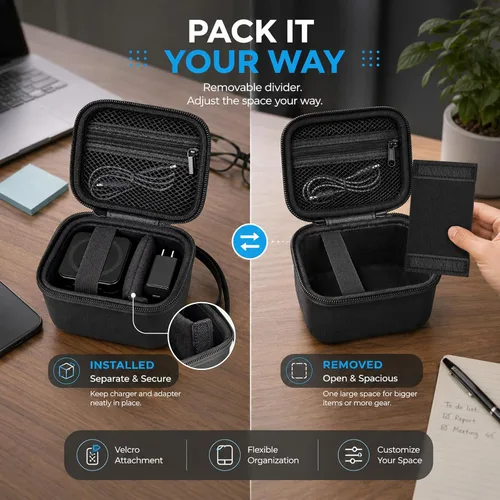 Vista 6 de PAIYULE EVA Hard Case for Anker 3-in-1 Cube Charging Station Negro
