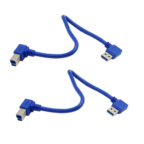 Vista 7 de Seadream Cable de impresora USB3.0 en ángulo; paquete de 2 conectores USB 3.0 A macho SuperSpeed de 90 grados en ángulo izquierdo a USB 3.0 B, cable