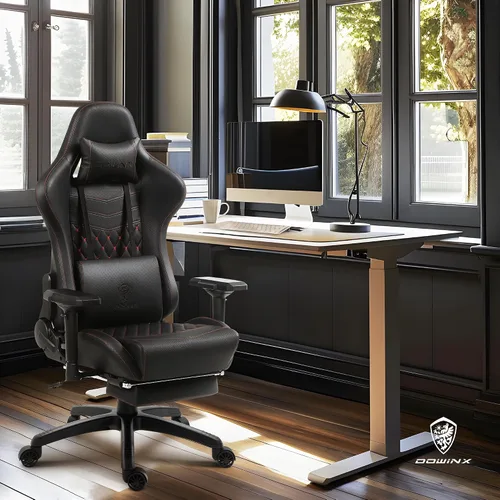 Vista 2 de Dowinx Silla de Juego Grande y Alta, Sillas de Videojuego con Reposapiés, Sillas de Juego de PC para Adultos - Silla Gamer Ergonómica Reclinable