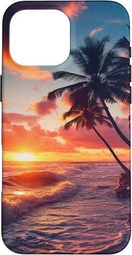 Vista 19 de Palm Tree Sunset Tropical Boho Beach Aesthetic Vacation Case for iPhone 17