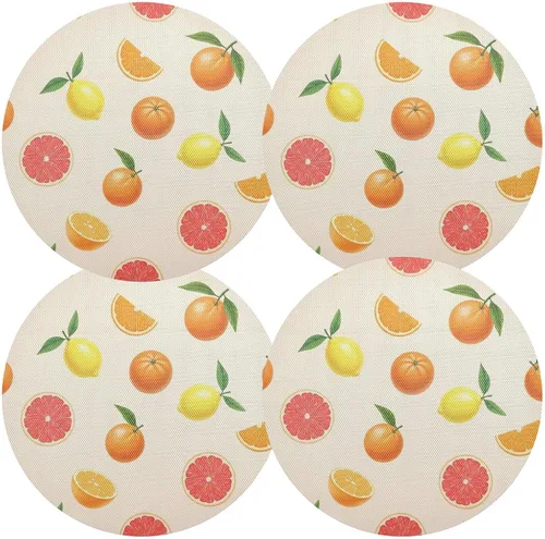 Vista 2 de Summer Fruits Oranges PVC Placemats, Non Slip Table Place Mats Washable for Kitchen Table one sizex4