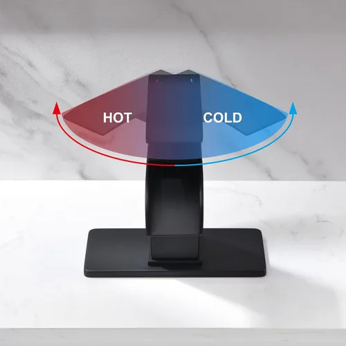 Vista 6 de Grifo de baño cascada negro – Grifo de lavabo de baño de una sola manija negro mate de 1 o 3 agujeros Grifo de tocador sólido de un solo orificio