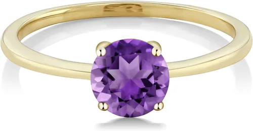 Vista 2 de Gem Stone King Anillo de compromiso solitario con piedra preciosa de oro amarillo de 10 quilates Redondo de 0.236 in Anillo de compromiso
