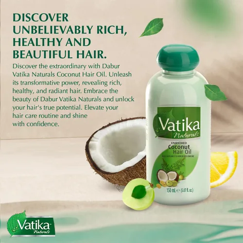 Vista 2 de Dabur Vatika - Aceite de coco enriquecido para el cabello, 5.1 fl oz (paquete de 2)