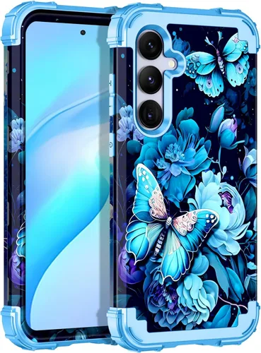 Vista 37 de Miqala Funda para Galaxy S21 FE 5G, brilla en la oscuridad, tres capas, resistente, protección a prueba de golpes, parachoques de plástico