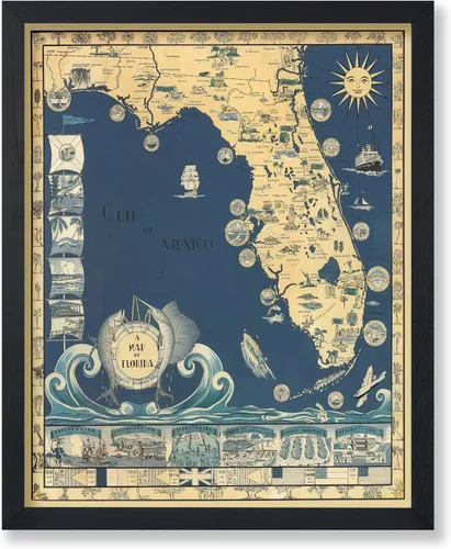 Vista 50 de Poster Master Póster retro de viaje con mapa monumental vintage de Florencia, arte italiano, gran regalo para hombres, mujeres, amantes