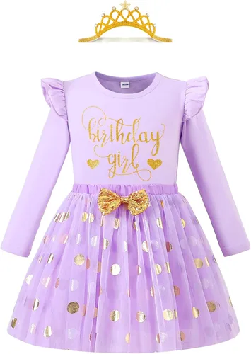 Vista 9 de LYSMuch Conjunto de ropa de cumpleaños para niñas, princesa, camisa de manga larga con malla y falda de burbuja con tutú