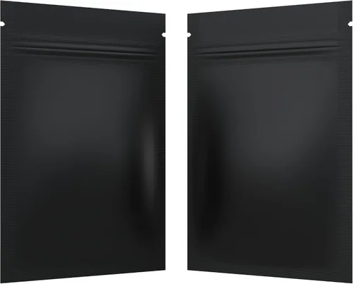 Vista 45 de Bolsas de barrera estilo Mylar – Cremallera con sellado térmico – 100 bolsas (negro brillante/transparente, 0.04 oz - 3 x 4.5 pulgadas)