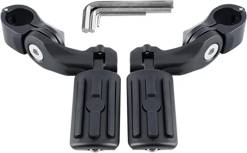 Vista 20 de TCT-MOTORPARTS Estriberas de pie de carretera de montaje largo para Harley Electra Glide, todo con protectores de motor de 1-1/4 pulgadas 1.25 Negro