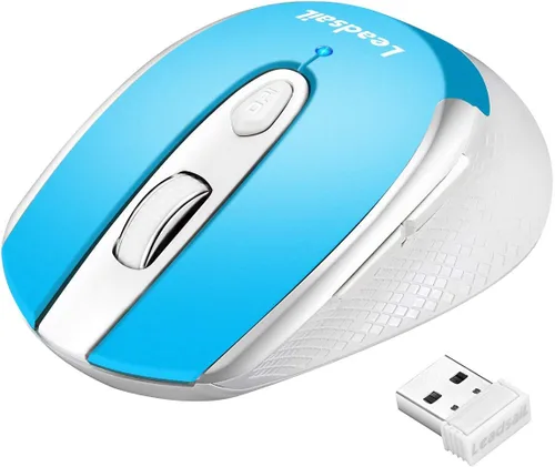 Vista 11 de LeadsaiL - Mouse inalámbrico para computadora, 2.4 G, portátil, delgado, inalámbrico, con menos ruido, para portátil. Mouse óptico con 6 botones