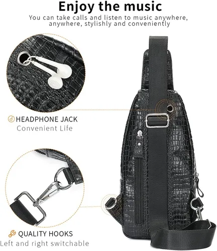 Vista 157 de LUKZIJAES Bolso bandolera de cuero genuino para hombre