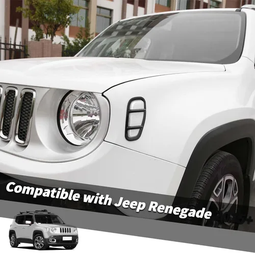Vista 2 de Jimen Compatible con Jeep Renegade 2015-2023, cubierta de luz de marcador lateral para guardabarros automático (negro)