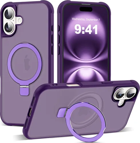 Vista 78 de SKYLMW - Funda compatible con iPhone 11 de 6.1 pulgadas, con soporte magnético invisible tipo anillo, funda translúcida de grado militar, compatible