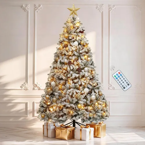 Vista 10 de DWVO Árbol de Navidad de Halloween preiluminado de 6 pies con control Negro