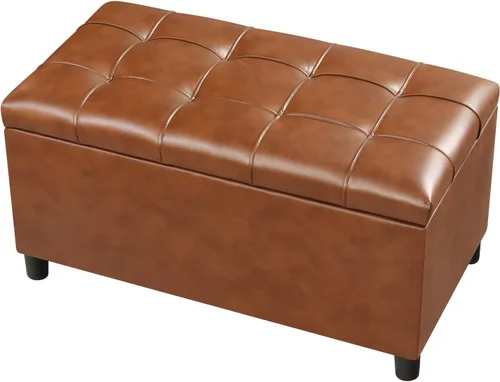 Vista 19 de Joveco Banco Otomán de Almacenamiento, 33 Pulgadas de Cuero Sintético Rectangular con Capitoné, Taburete para los Pies al Pie de la Cama