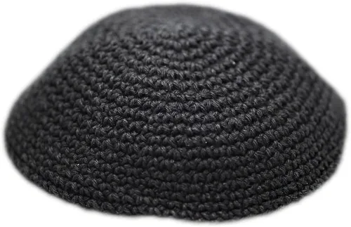Vista 4 de Negro Hecho a Mano Yarmulke Judía Kipa Judaica Yamaka Kippa Yamakah Yarmulka Sombrero Hombres O Niños