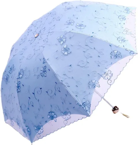 Vista 42 de Honeystore Sombrilla de viaje de encaje plegable anti-uv paraguas bordado a prueba de viento 2 Plegables Negro