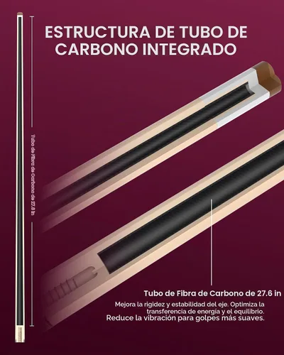 Vista 4 de KONLLEN Maple Pool Cue Stick, 58 Inch Low Deflection AK-02P-0.5 in