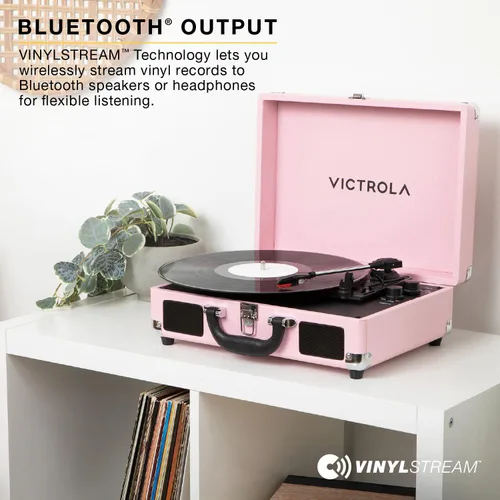 Vista 4 de Victrola Journey II (Modelo 2025) – Reproductor de Discos de Maleta Bluetooth – Altavoces Estéreo Integrados con Bajo Mejorado, Tocadiscos de 3