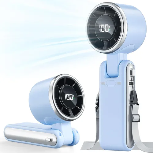 Vista 12 de Ventilador Portátil de Mano Turbo - 5 Velocidades Alta Velocidad 4000mAh Mini Ventilador de Mano Personal Recargable Sopla Aire Frío, Operado por