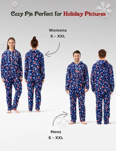 Vista 3 de SUNNYBUY Conjunto de pijama de Navidad a juego para parejas para adultos, de una pieza, para él y para ella, para hombres y mujeres